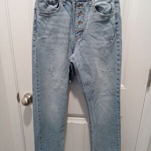 Aeropostale ButtonFly Sz6 90s Super High Rise Straight Leg LightWash Denim Jeans